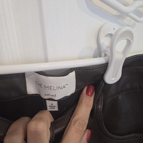 Aritzia Wilfred Melina Brown Vegan Leather Straight Leg Pants Size 4 - Picture 4 of 6